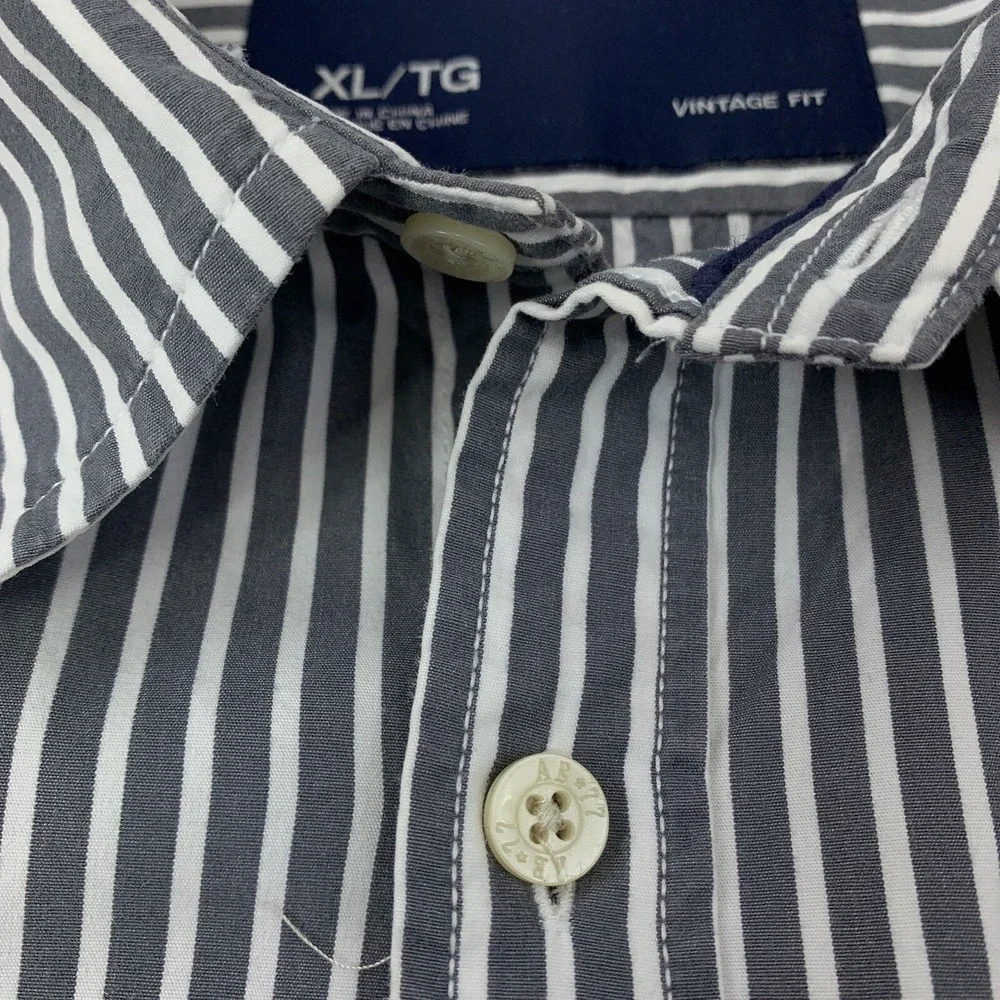 American Eagle Mens Size XL Gray & White Striped Long Sleeve Vintage Fit Shirt - Picture 4 of 10
